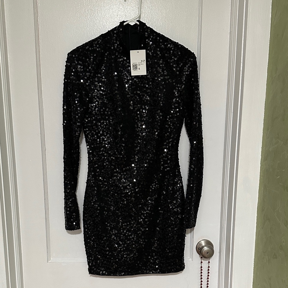 Forever 21 Black Sequin Long Sleeve Dress